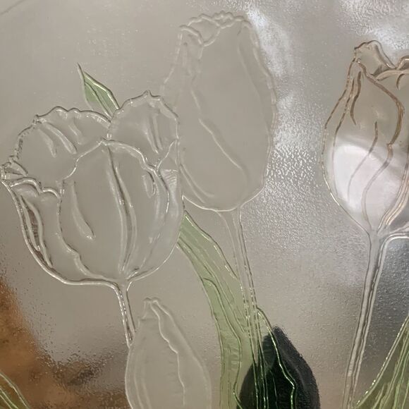 Vintage Tulip L.E. Smith Glass Co. Floral 13" Platter Plate - Picture 12 of 15